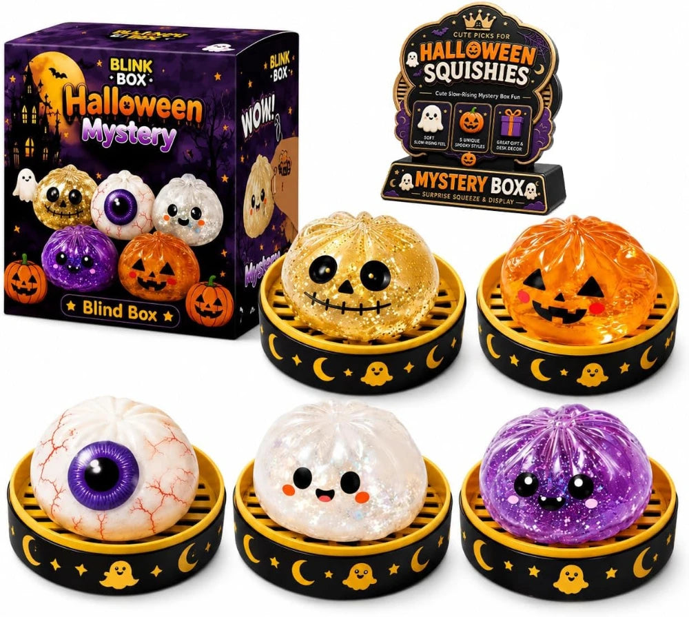 Cheezmi™ BooDumpling Halloween Dumpling Squishy Toy – Slow Rising Sensory Fidget Toy with Steamer Box