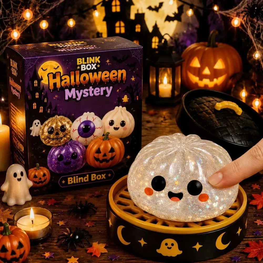 Cheezmi™ BooDumpling Halloween Dumpling Squishy Toy – Slow Rising Sensory Fidget Toy with Steamer Box