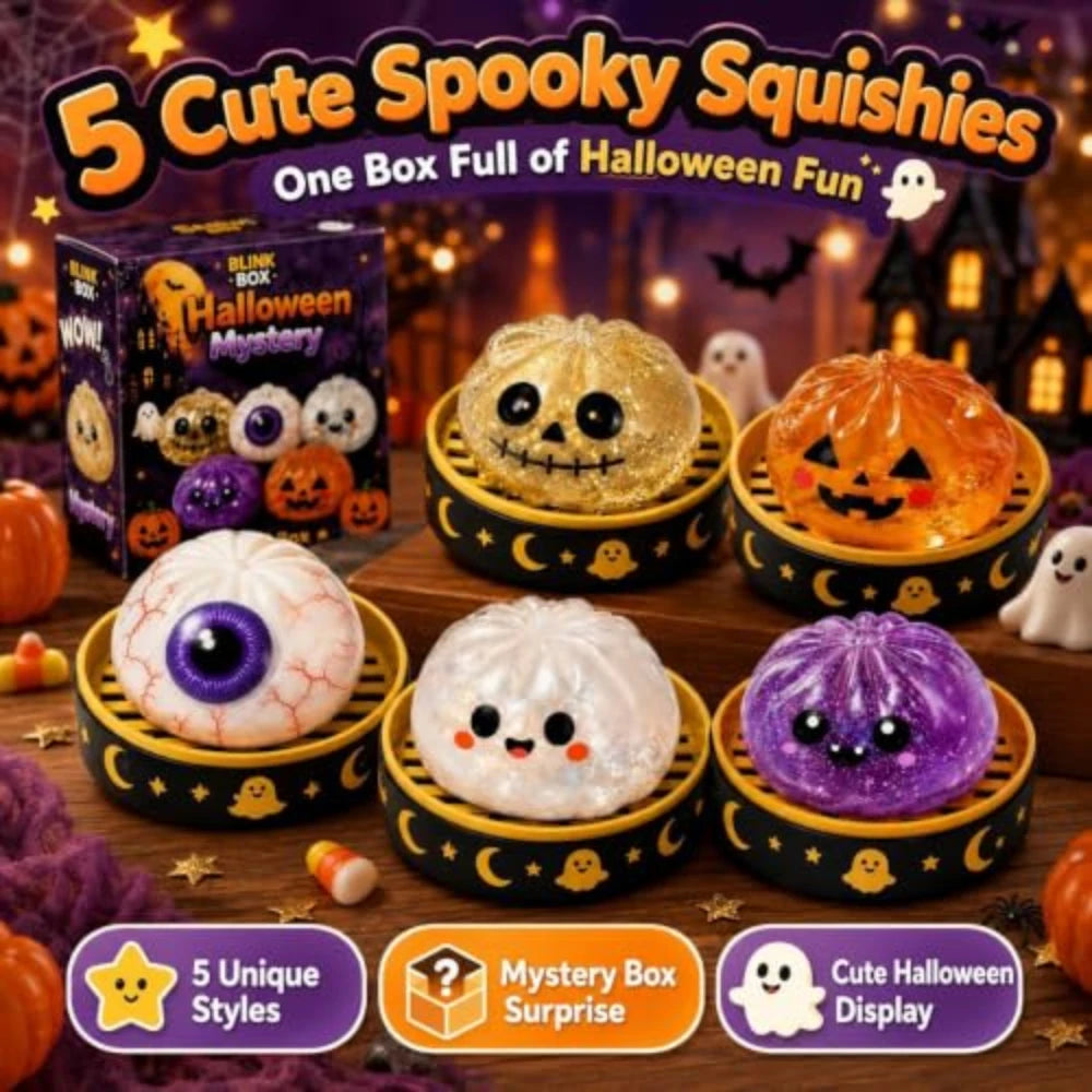 Cheezmi™ BooDumpling Halloween Dumpling Squishy Toy – Slow Rising Sensory Fidget Toy with Steamer Box