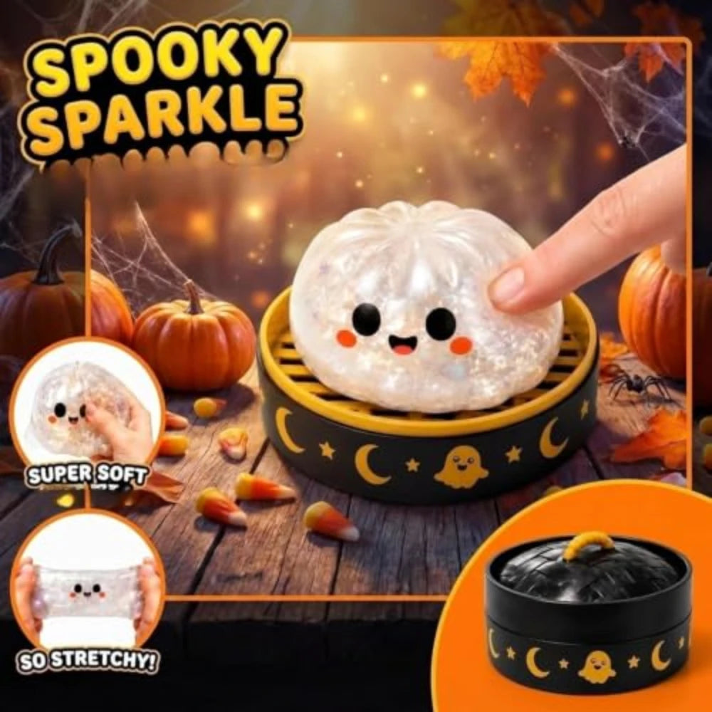 Cheezmi™ BooDumpling Halloween Dumpling Squishy Toy – Slow Rising Sensory Fidget Toy with Steamer Box