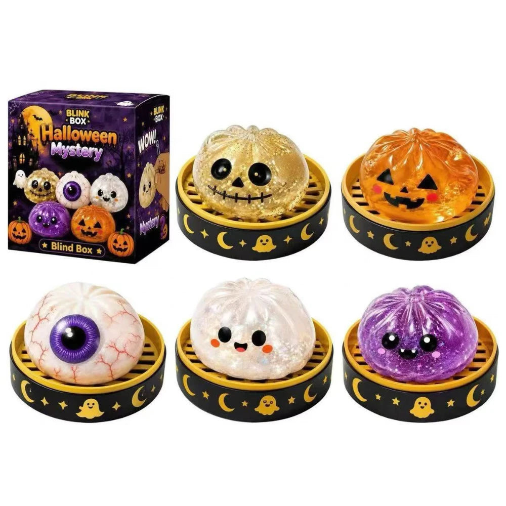 Cheezmi™ BooDumpling Halloween Dumpling Squishy Toy – Slow Rising Sensory Fidget Toy with Steamer Box