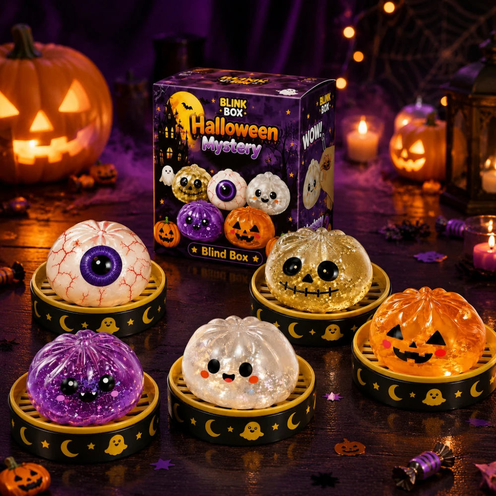 Cheezmi™ BooDumpling Halloween Dumpling Squishy Toy – Slow Rising Sensory Fidget Toy with Steamer Box