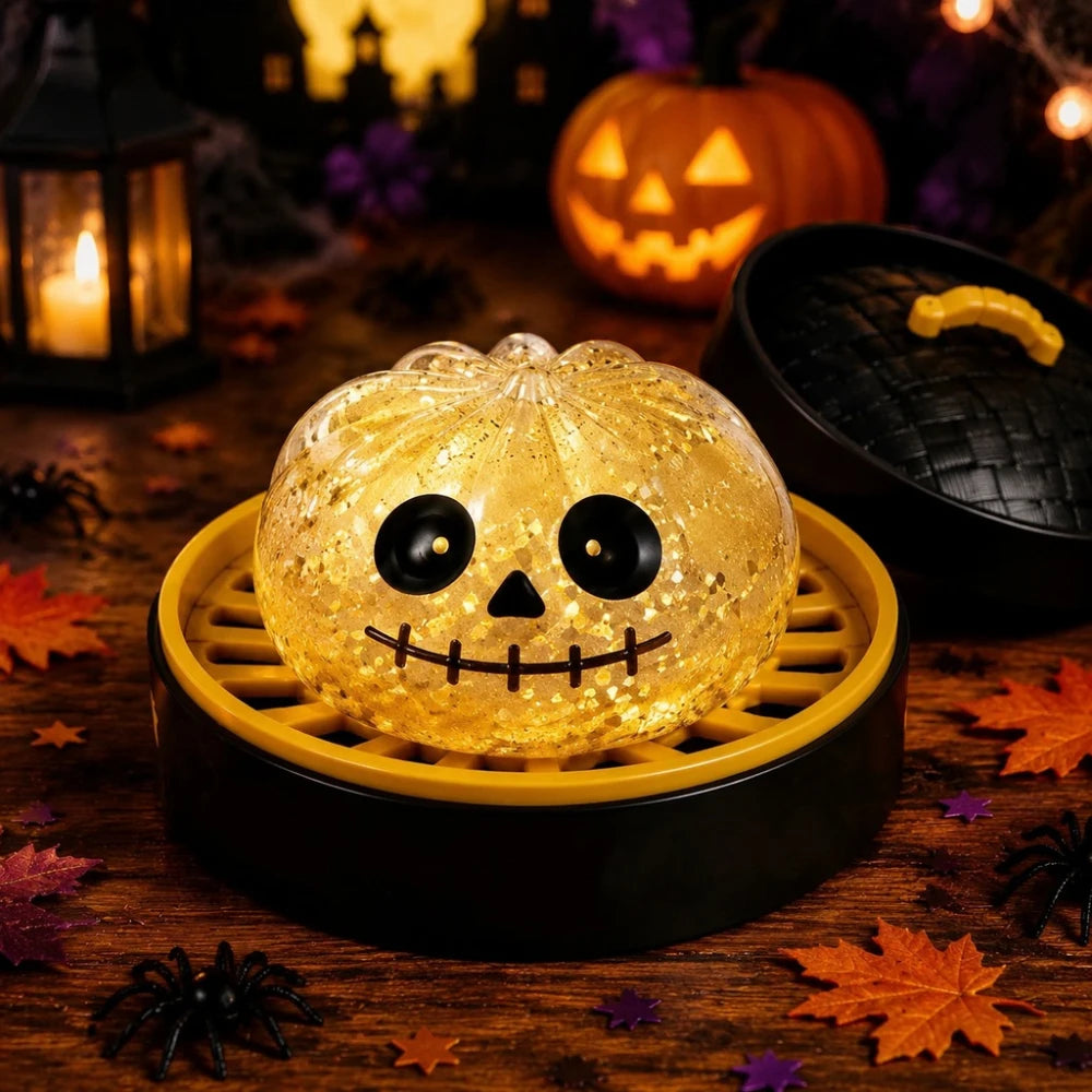 Cheezmi™ BooDumpling Halloween Dumpling Squishy Toy – Slow Rising Sensory Fidget Toy with Steamer Box