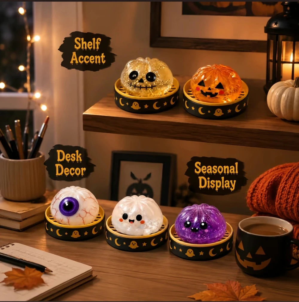 Cheezmi™ BooDumpling Halloween Dumpling Squishy Toy – Slow Rising Sensory Fidget Toy with Steamer Box
